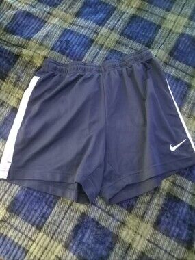 Nike Women's Navy Athletic Shorts with White Side Panels